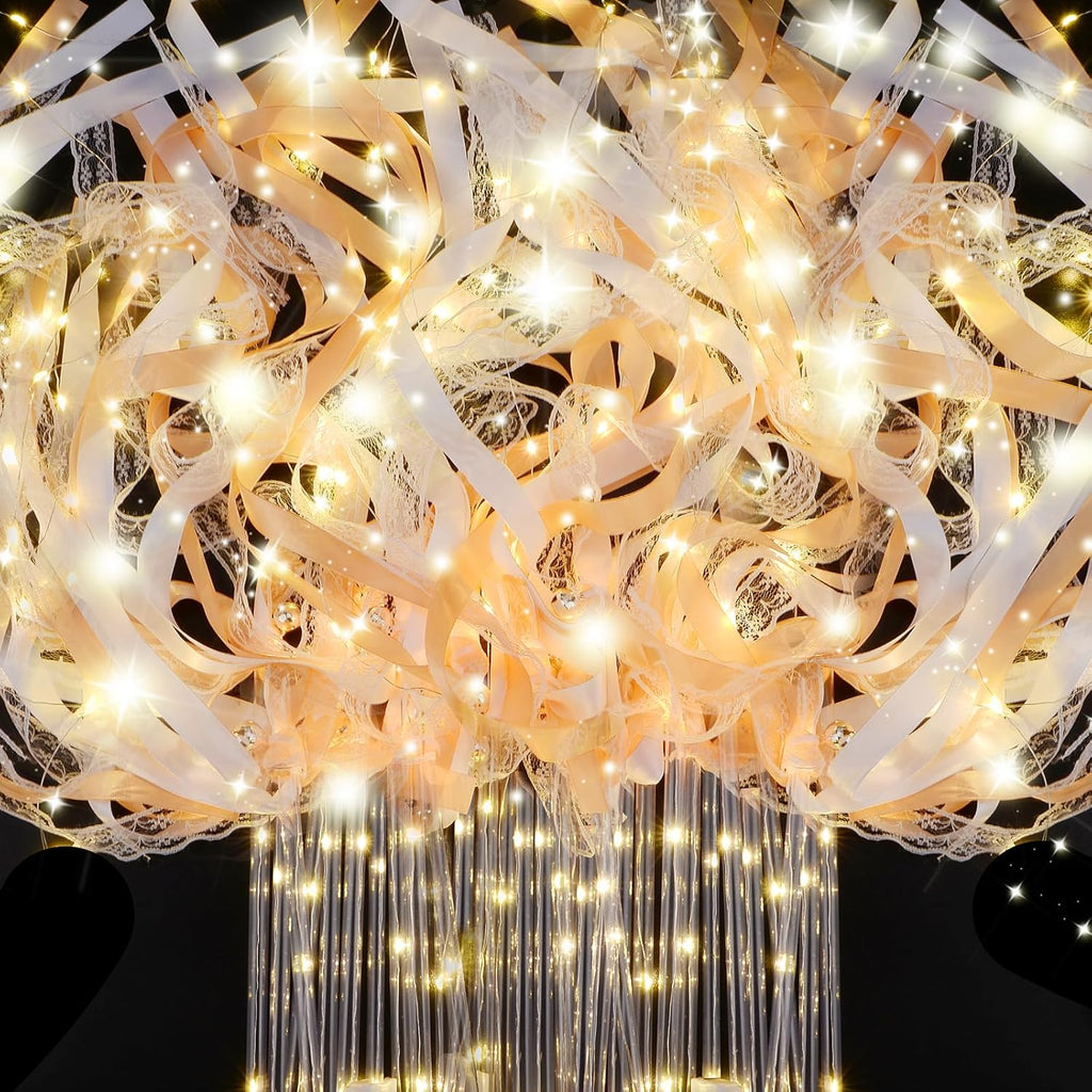 100 PCS Wedding Wands with Lights,Fairy Wands, LED Silk Fairy Wand with Bells for Wedding Send Off, New Year, Raves