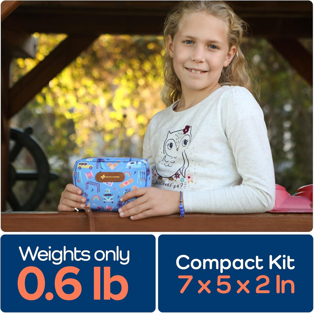 KeepGoing Travel First Aid Kit for Kids – 130 Pc. for Car, Home, Purse, Diaper Bag & Backpack with Latex-Free