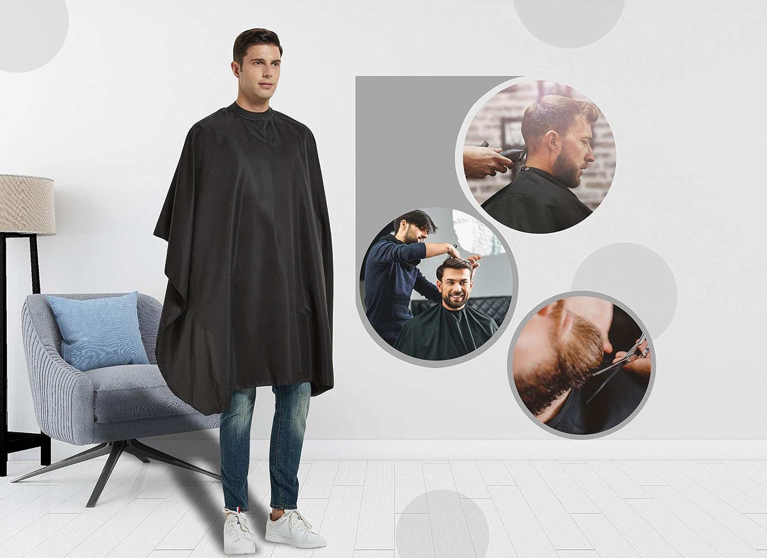 Salon Hair Cutting Cape with Soft Silicon Neck Collar, Professional Anti-static Barber Cape
