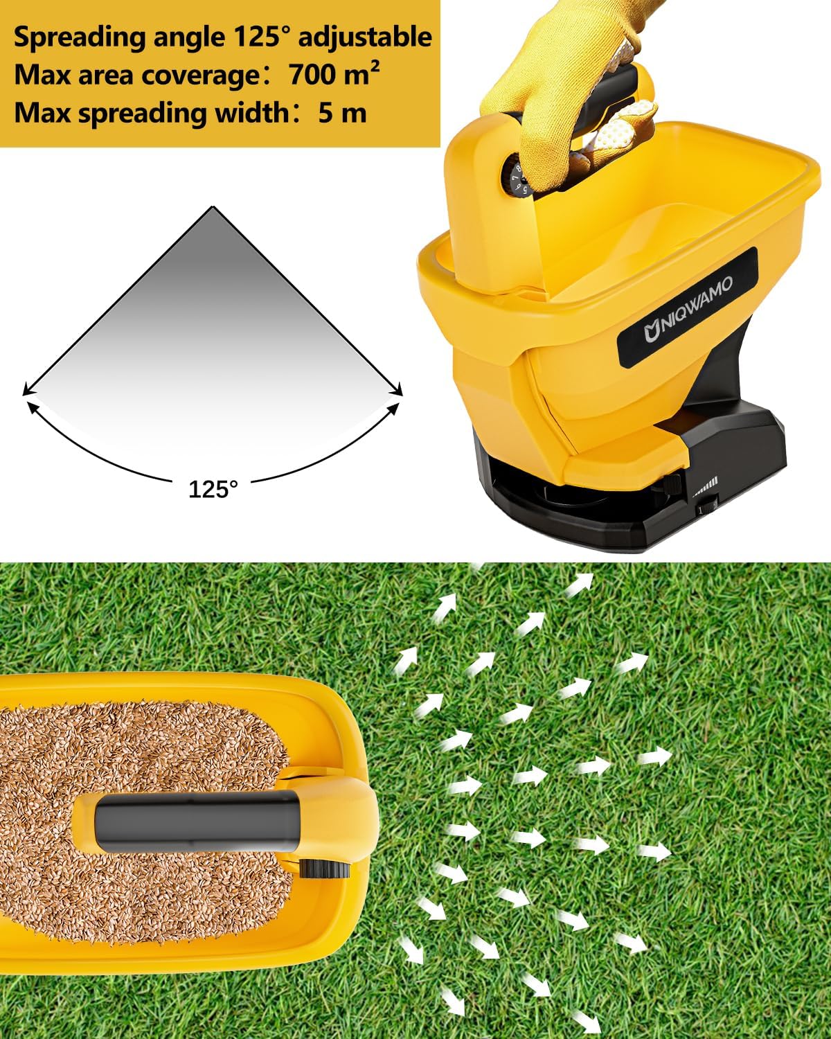 Handheld Power Spreader Compatible for Dewalt 20V/60V Battery | Available Year-Round, Grass Seeds, Rock Salt (Battery