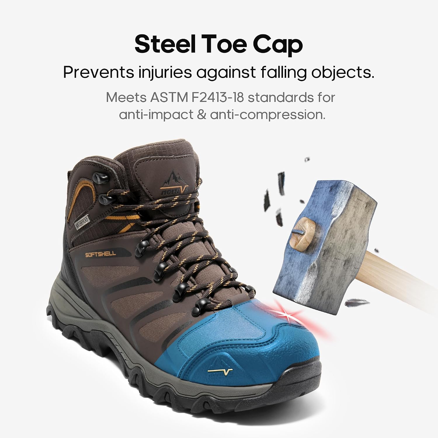 Waterproof Steel Toe Work Boots for Men | ASTM Safety Construction Boots Slip-resistant Outsole Comfortable &