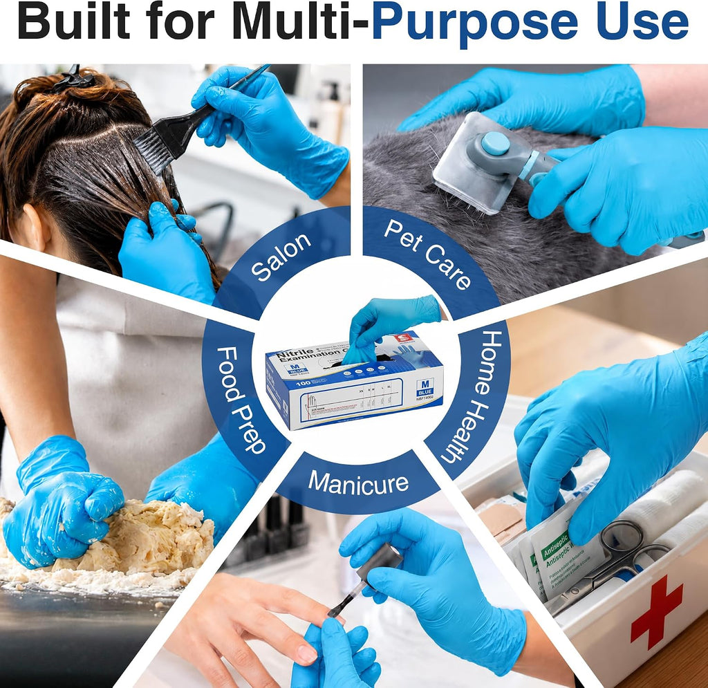 Medical Exam Glove, Gloves Disposable Latex Free, Powder Free | 2.5-Mil, Blue Nitrile Gloves, Food Safe Gloves