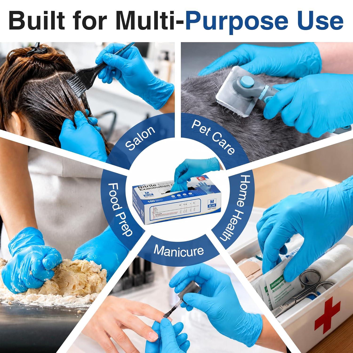 Medical Exam Glove, Gloves Disposable Latex Free, Powder Free | 5-Mil, Blue Nitrile Gloves, Food Safe Gloves, Cooking