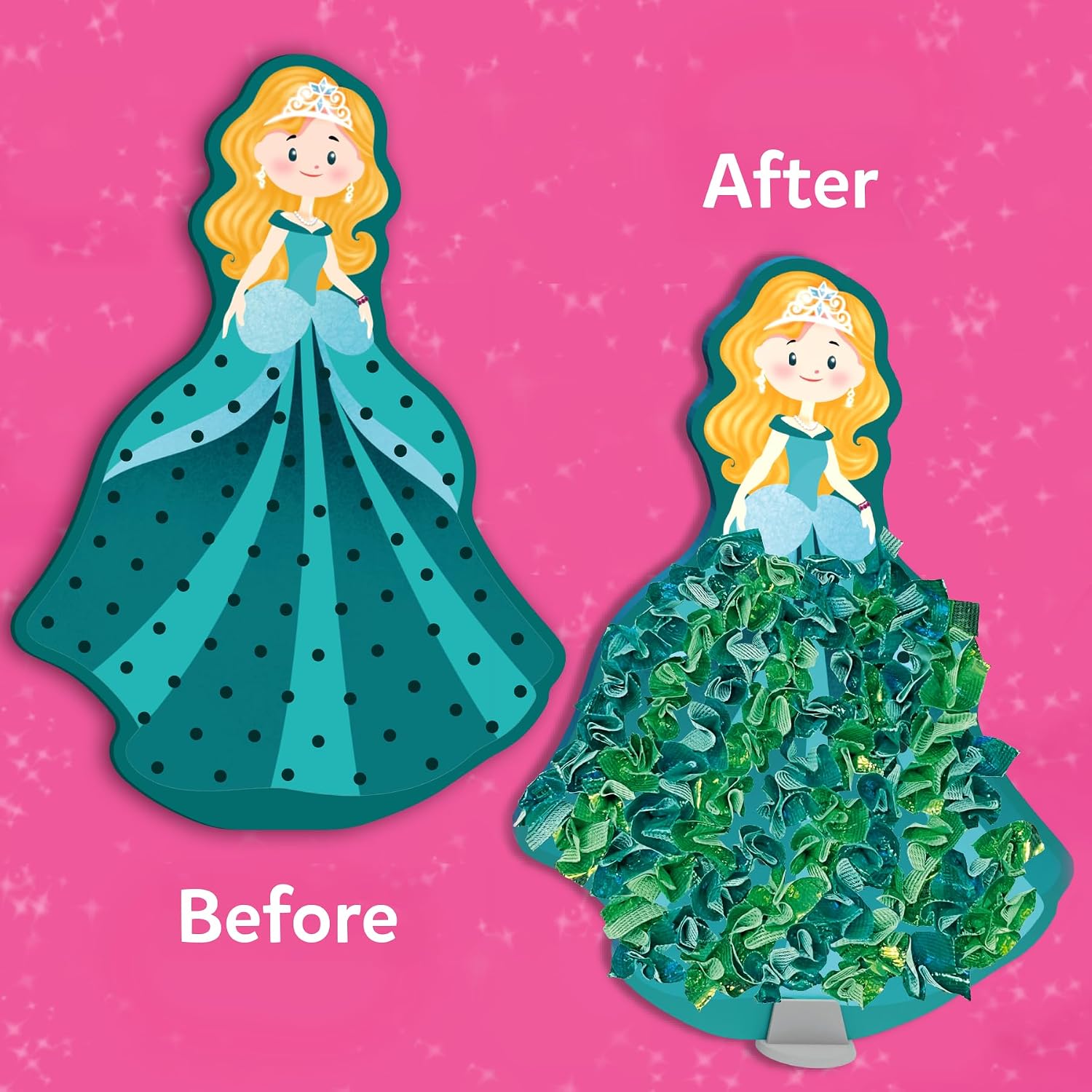 Poke-in Art – Magical Princesses, Wood Craft Kit, Gift for Kids | DIY Mess-Free Fun, Fine Motor Skills, Screen-Free