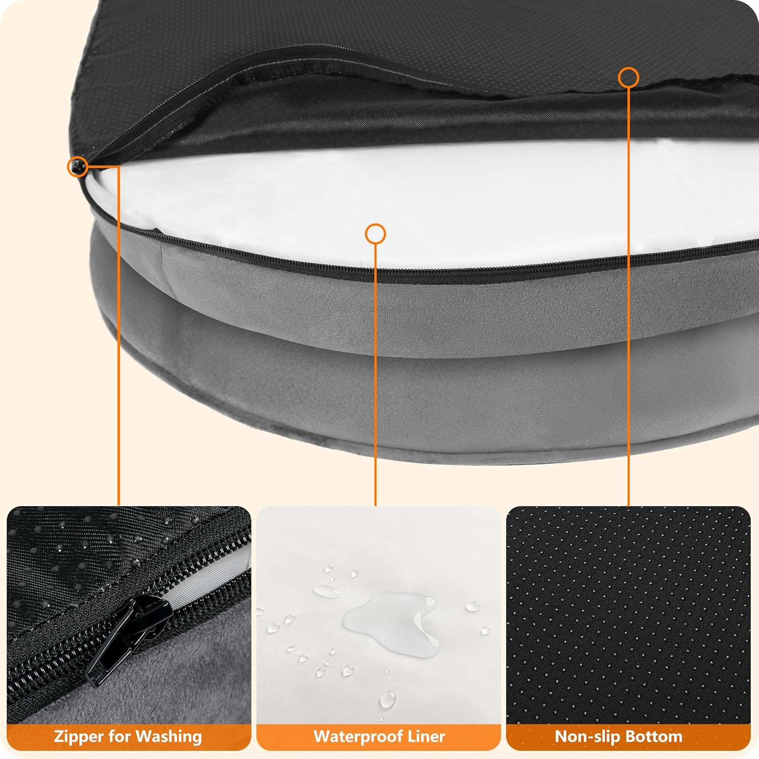 Orthopedic Dog Bed for Medium Dogs with Gel Memory Foam, Waterproof Dog Sofa, Washable Pet Bed with Four Sided