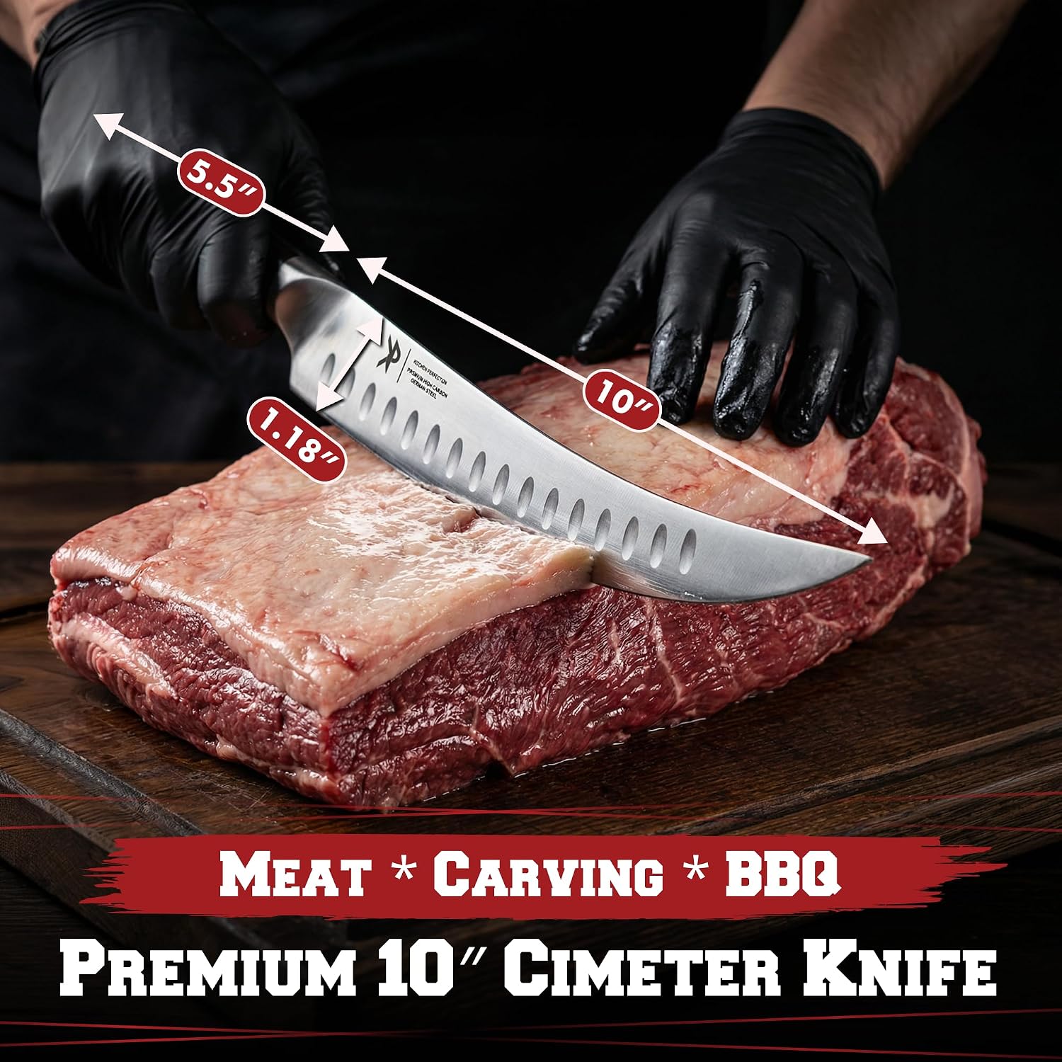 10” Butcher Breaking Knife for Meat Cutting, BBQ Brisket
