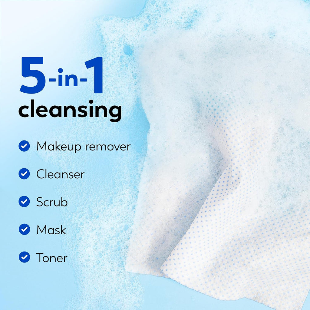 Makeup Remover Wipes, Daily Facials Deep Clean Face Cleanser for Normal to Oily Skin, Alcohol & Fragrance Free, Soft