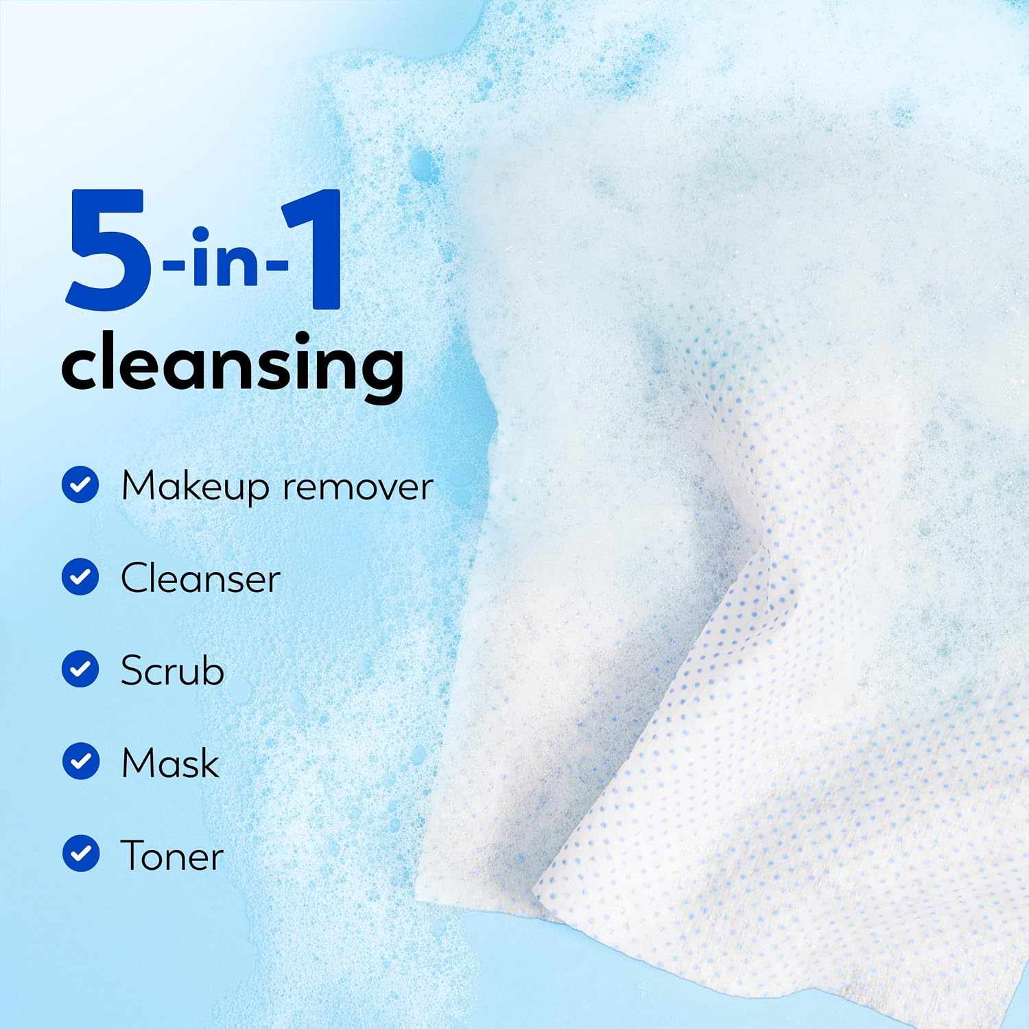 Makeup Remover Wipes, Daily Facials Deep Clean Face Cleanser for Normal to Oily Skin, Alcohol & Fragrance Free, Soft