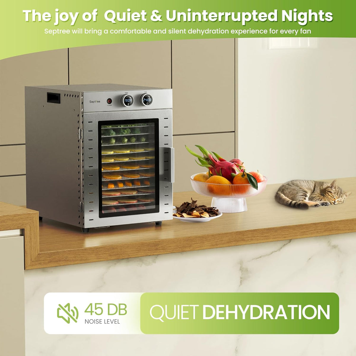 Food Dehydrators Machine with 12 Stainless Steel Trays with Timer Setting Temperature Adjusted 68 ℉ to 194 ℉ Dryer