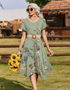 Womens Casual Dress for Summer Loose Hankerchief Flare Midi Sundress