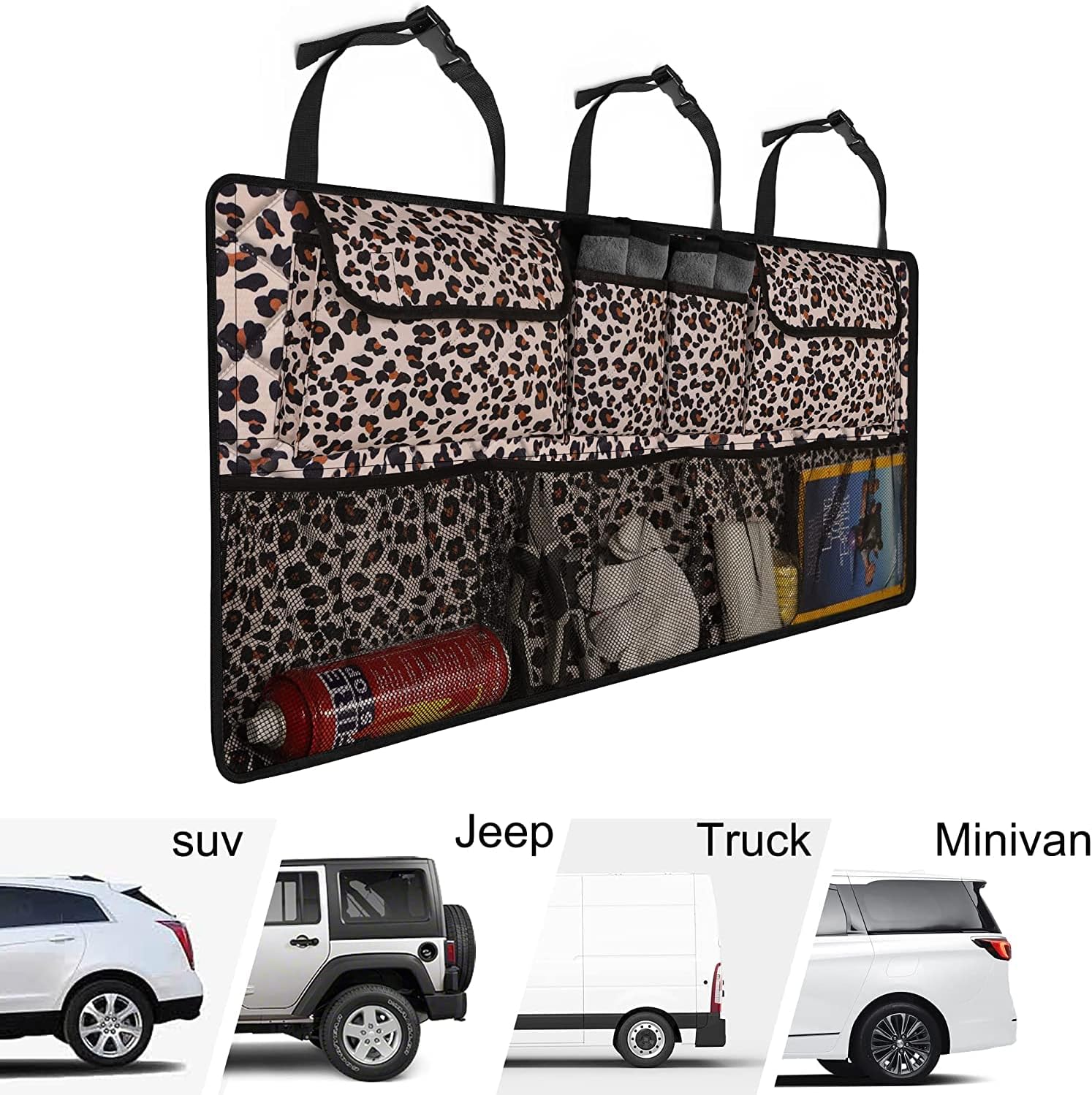 Car Trunk Organizer,Large Capacity Backseat Trunk Organizer(42"*18"),Collapsible Car Storage Bag with 8 Pocekt,Car