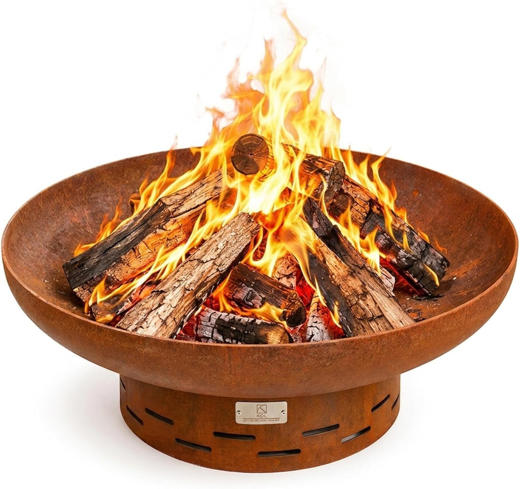 Fire Pit for Outside Wood Burning, 27.5 Inch Round Firepit Bowl Outdoor and Patio, Heavy-Duty Steel Bonfire Pit