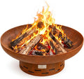 Fire Pit for Outside Wood Burning, 27.5 Inch Round Firepit Bowl Outdoor and Patio, Heavy-Duty Steel Bonfire Pit