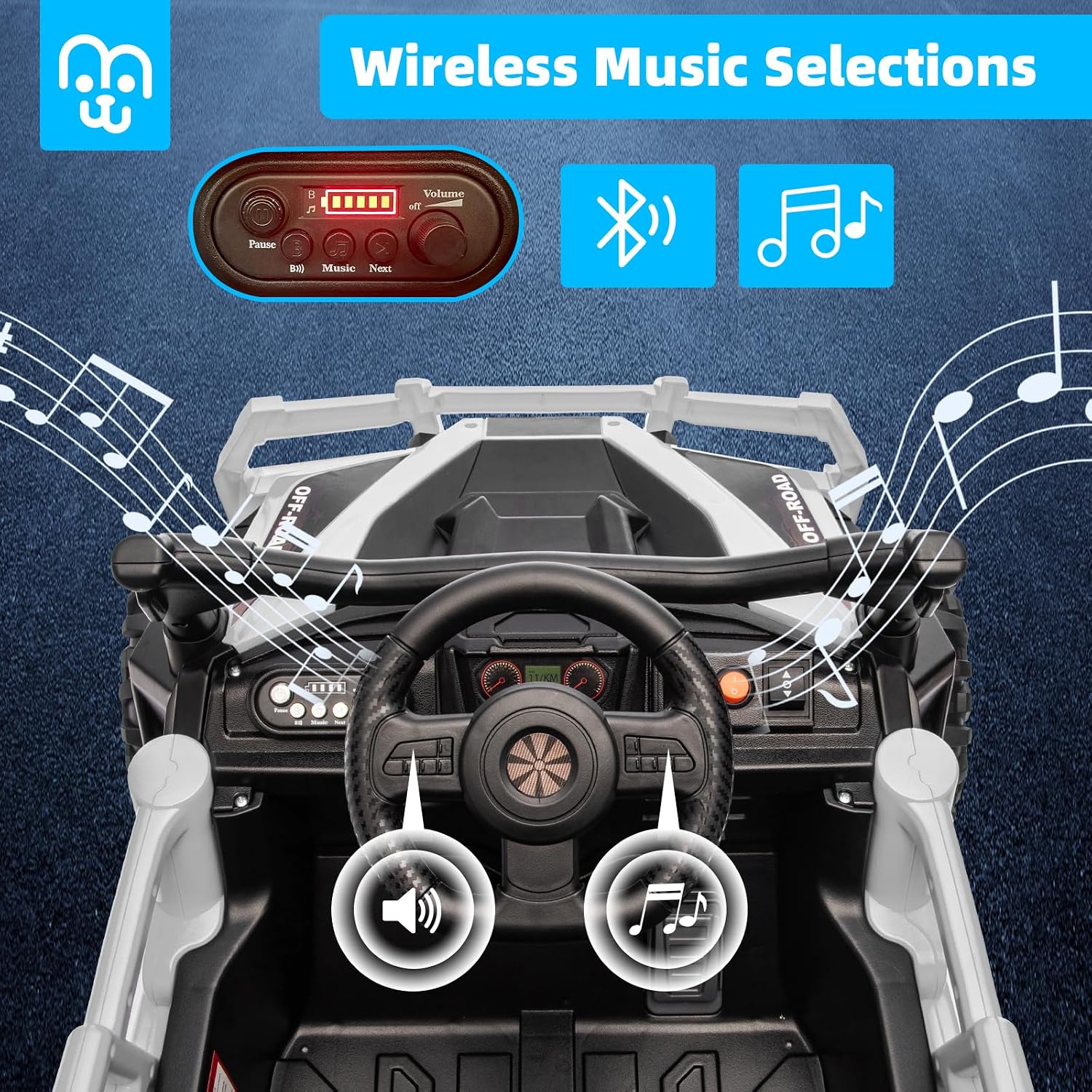 12V Kids Ride on Truck Car with Remote Control, Electric Off-Road UTV for Toddlers, Bluetooth Music, Suspension