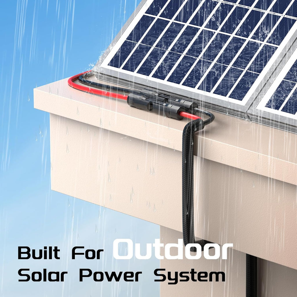 10AWG 30FT Solar Panel Extension Cable, Flame Retardant Protective Sleeving Twin Wire 10 Gauge Solar Cable with IP68