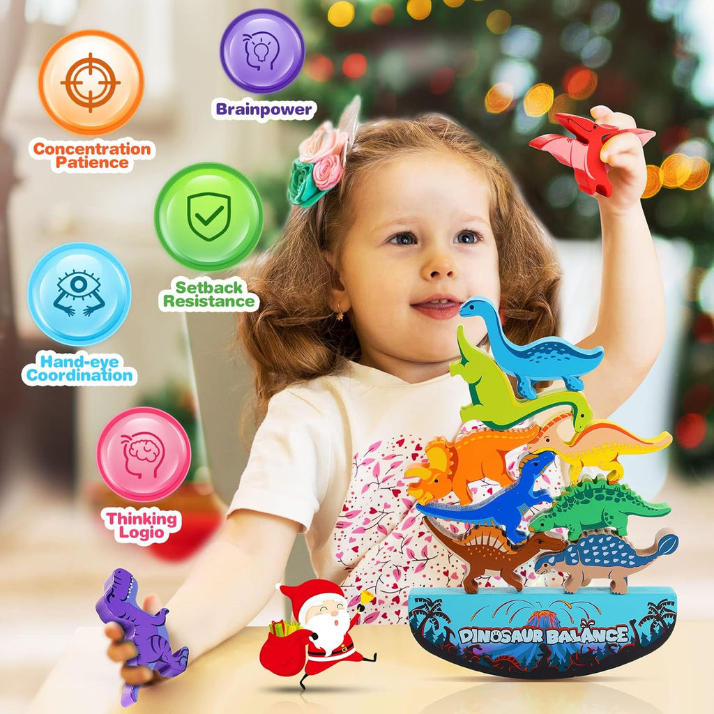 Dinosaur Toys for Kids 3-5: Wooden Stacking Montessori Toys for 3 4 5 6 7 8 Year Old Boys Girls Birthday Gifts for