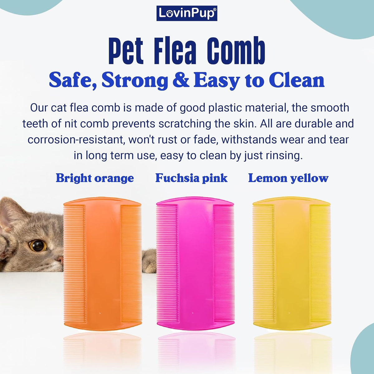 Pet Flea Comb for Dogs & Cats – Tick Removal Tool (3-Pack)