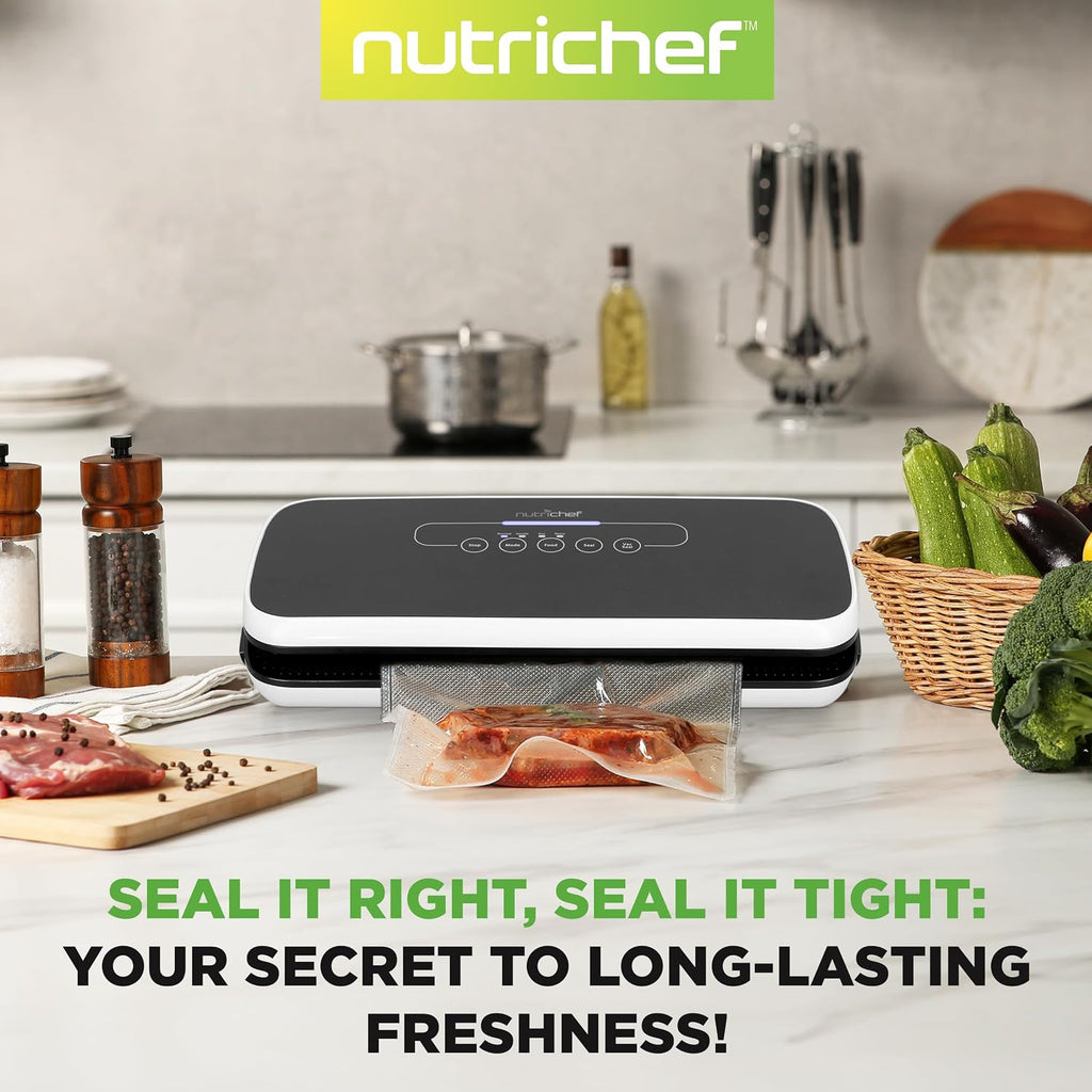 Automatic Food Vacuum Sealer, Electric Air Sealing Preserver System for Dry and Moist Foods, LED Control, Strong