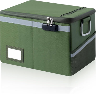 Fireproof Waterproof Document Box with Lock Collapsible Portable File Organizer Hard Shell Storage for Hanging Letter