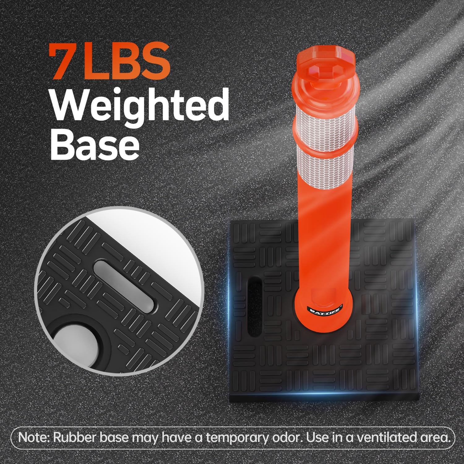 42 Inch Orange Traffic Cones Delineator Posts with Base 6 Pcs | 11.8" x 11.8" weighted base with reflective collars