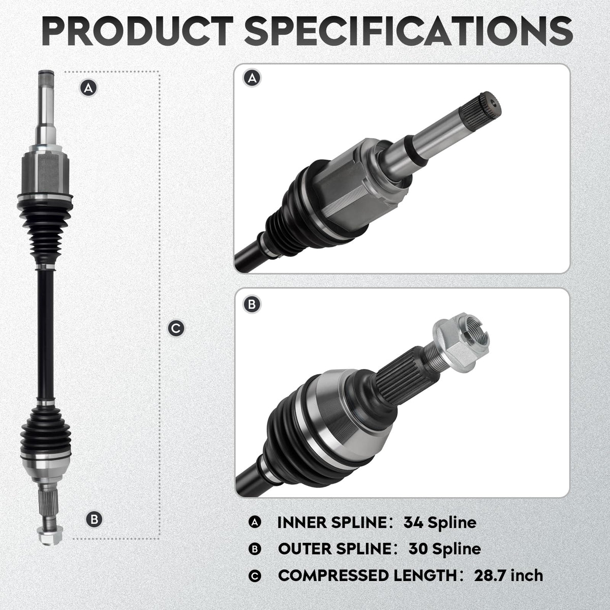 ILONPA NEW Front Left CV Axle Shaft Assembly Driver Side CV Joint