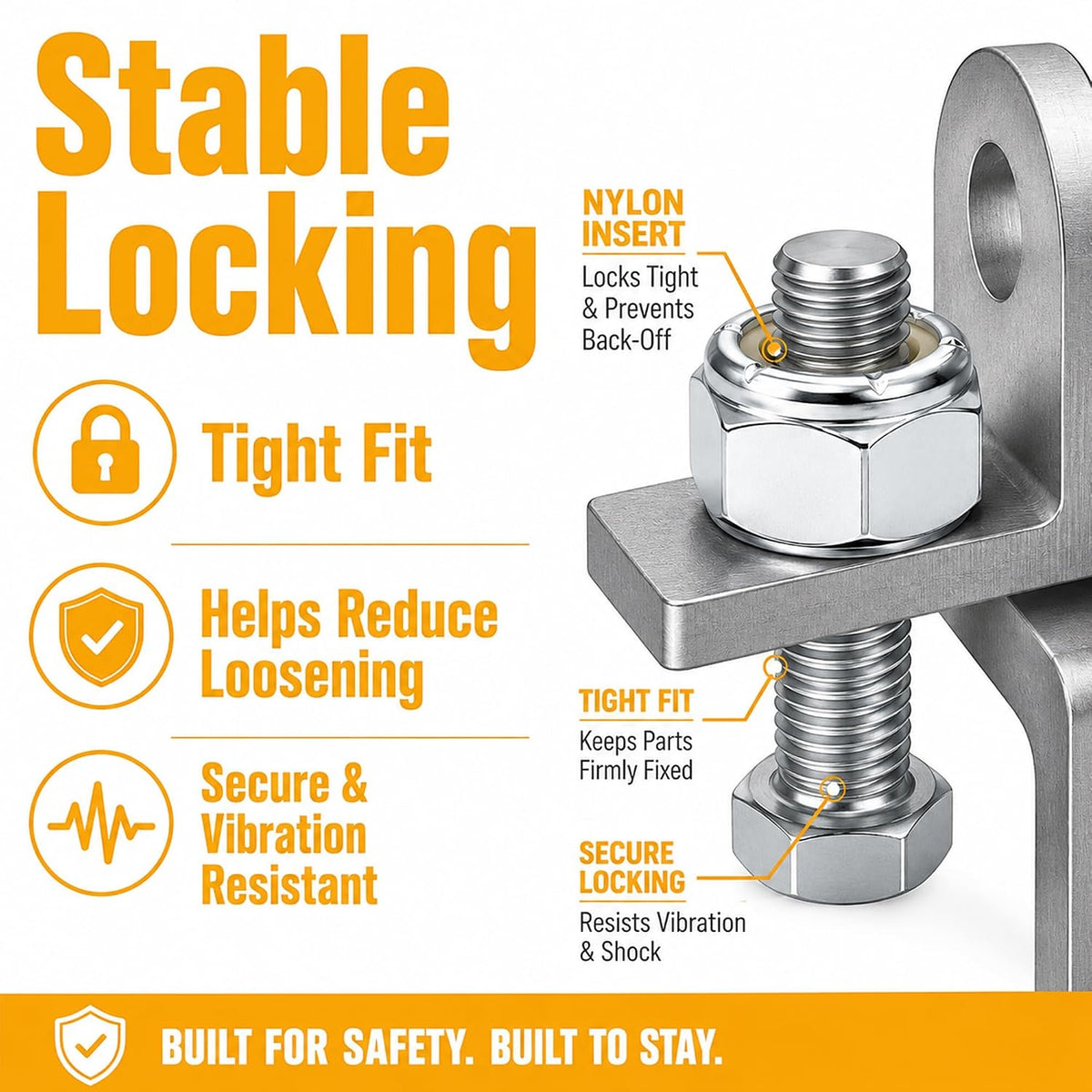 5/16"-18 Lock Nuts, Galvanized Carbon Steel Nylon Insert Locknuts,Standard Inch Thread Nylock Nuts 80 Pack