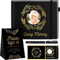 Elegant Black Funeral Guest Book, 10 x 8 Inches 120 Pages Guest Book for Funeral, 360 Entries Guest Book for Funeral