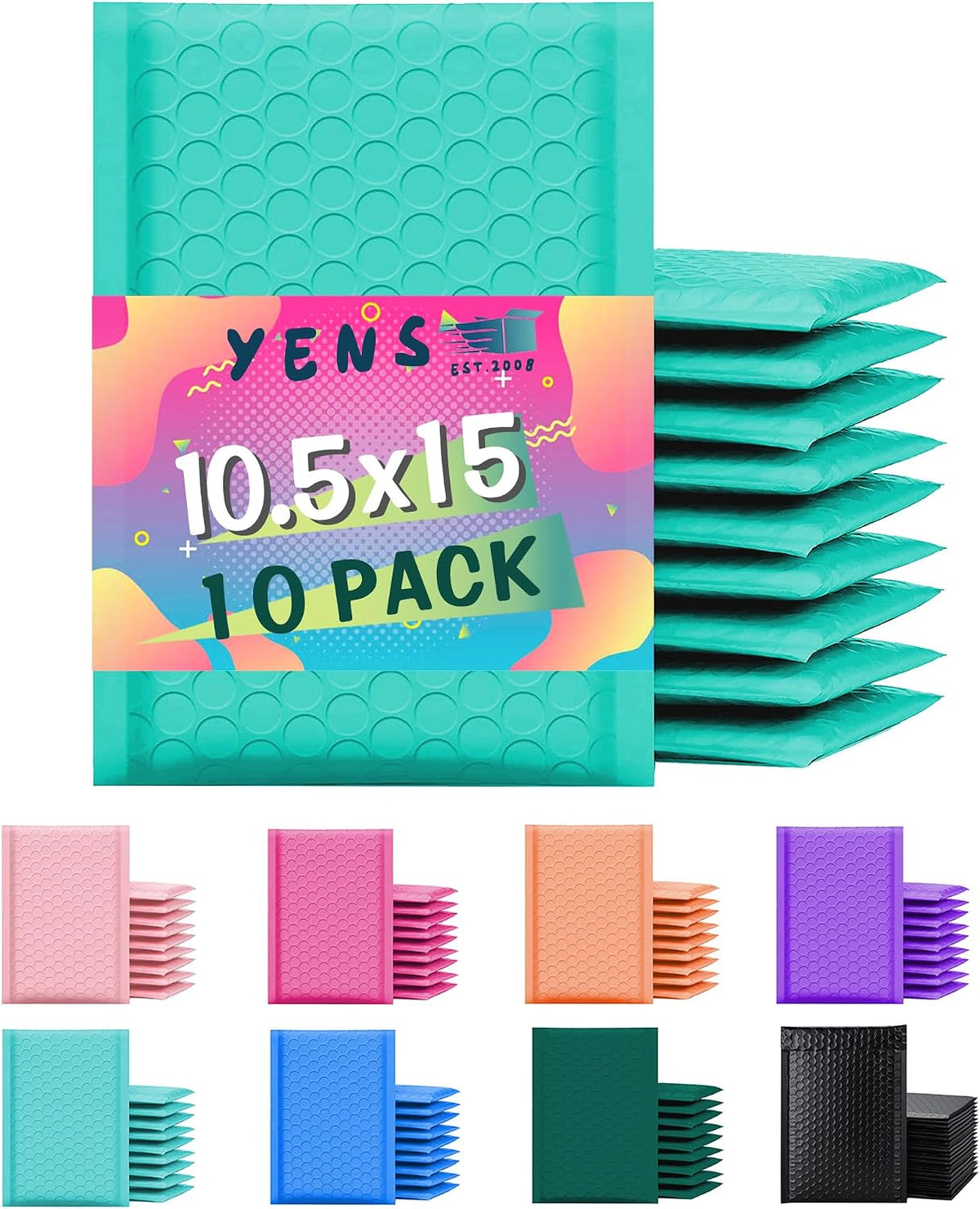 Teal Poly Bubble Mailers 10.5x16 10 Pack Usable 10.5x15