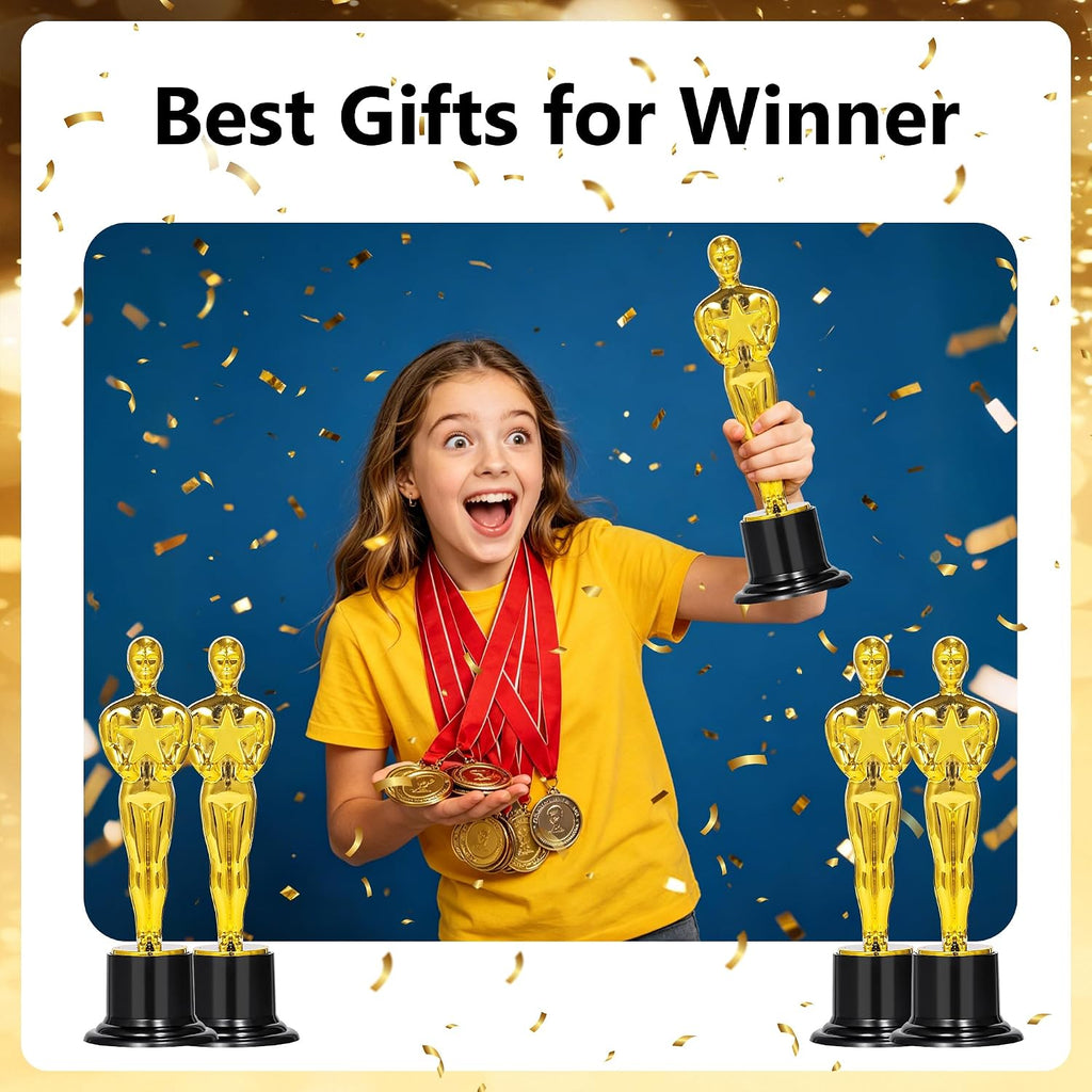 Gold Award Trophy, 24 Pack 6 Inch Trophies for Party Decorations, Game Prize, Award Ceremony, Appreciation Gift