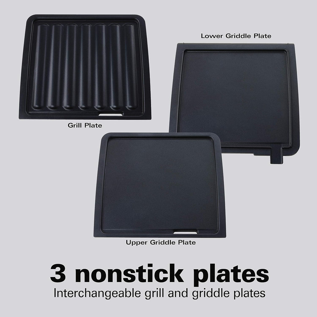 4-in-1 Electric Indoor Grill & Electric Griddle Combo | 200 sq. in. PFAS-Free Non-Stick Cooking Surface Opens |