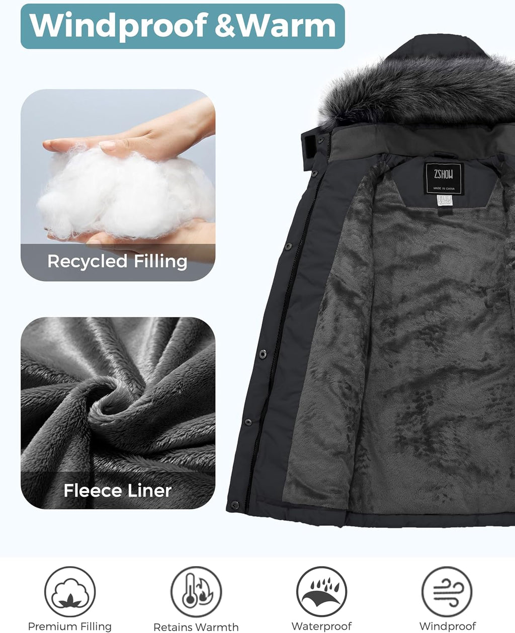 Girls' Winter Coat Insulated Long Quilted Puffer Jacket Snow Parka | Waterproof 5000mm, Soft Fleece Liner, Removable