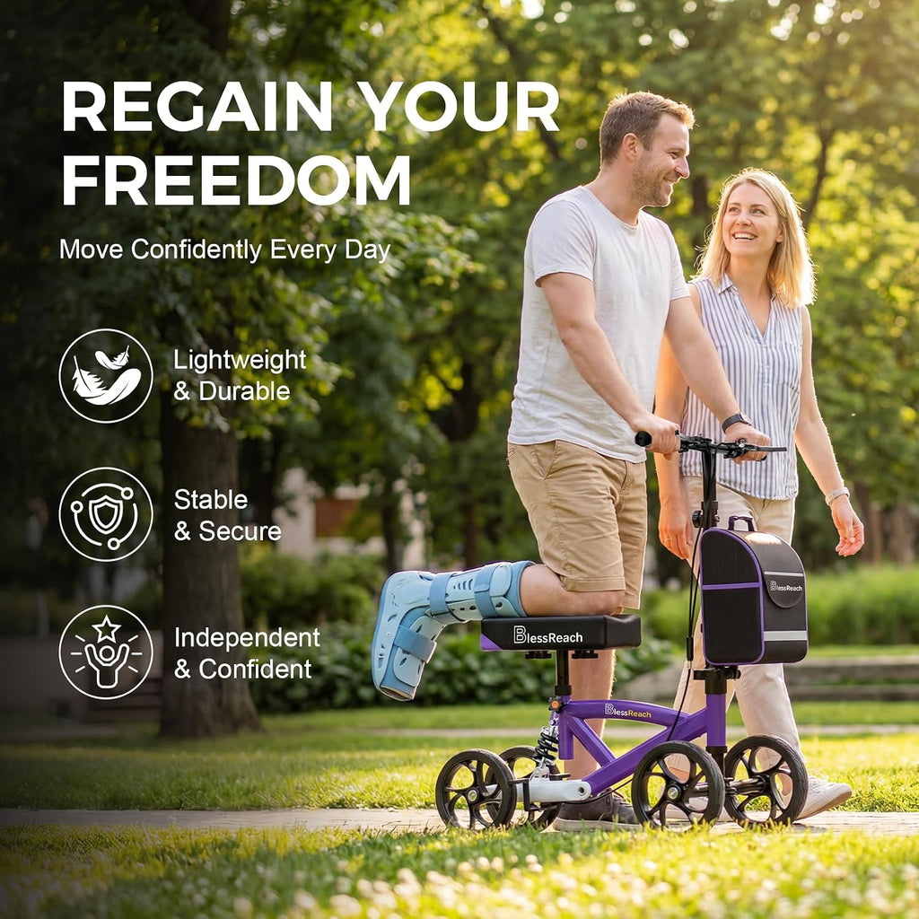 Knee Scooter for Adults for Foot Injuries, Dual Braking System