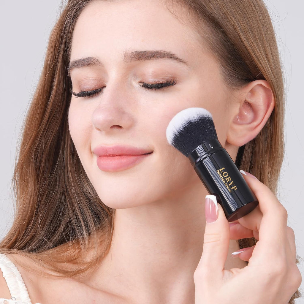 Retractable Kabuki Foundation Brush 2 Pack Travel Makeup Brush Set