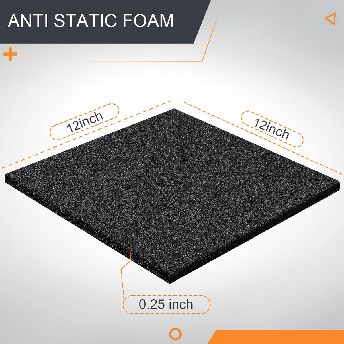 2 Pcs Black Foam Pad 12 x 12 x 0.25 Inches