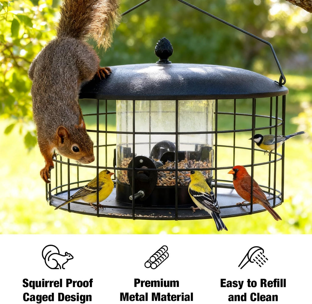 Squirrel Proof Bird Feeders for Outdoors Hanging, Extra Wide 11.8"