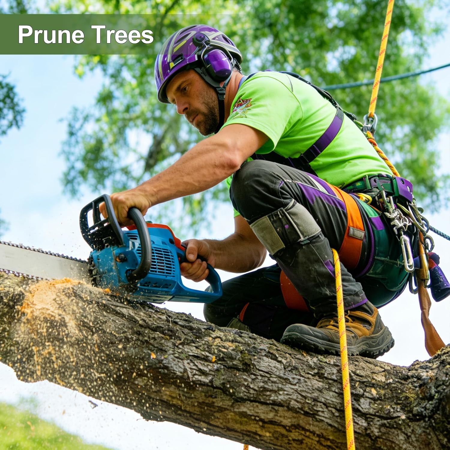 Static Climbing Rope - 12mm High Strength Arborist Rope 32FT for Outdoor Rappelling, Swing, Rigging, Tree Work
