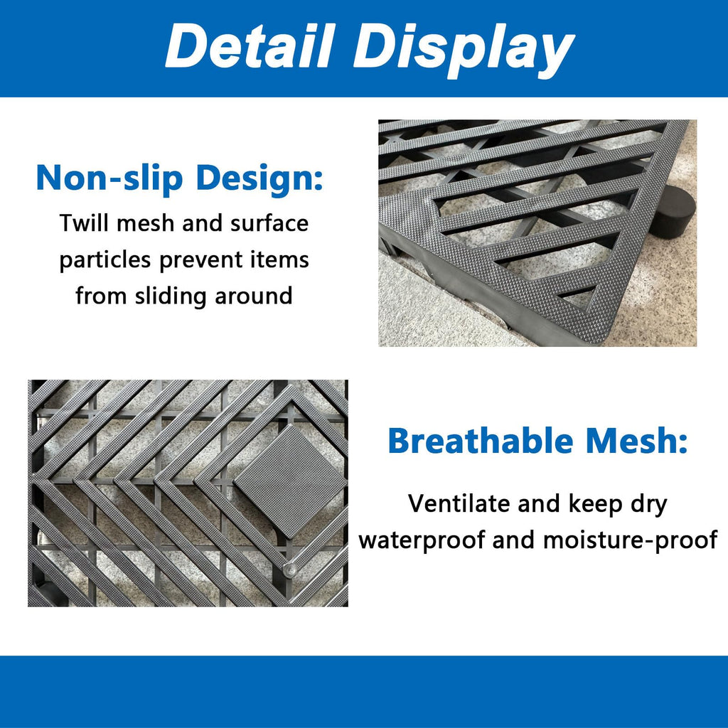 Plastic Pallets, Lightweight Moisture-Proof Waterproof Floor Pallet, Breathable Grid Ventilation Storage Pad