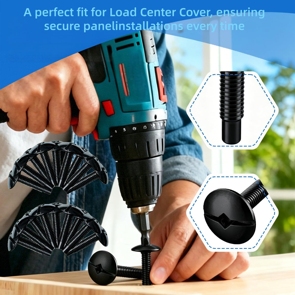 18 Pcs Load Center Cover Replacement Screws, Electrical Panels Screws Black
