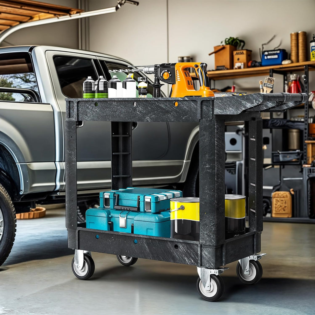 40 x 17 in Heavy Duty Rolling Utility Cart on Wheels Black