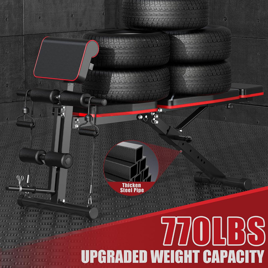 Adjustable Weight Bench - Workout Bench Press for Home Gym | Foldable Incline Decline Sit up Exercise Bench for Full