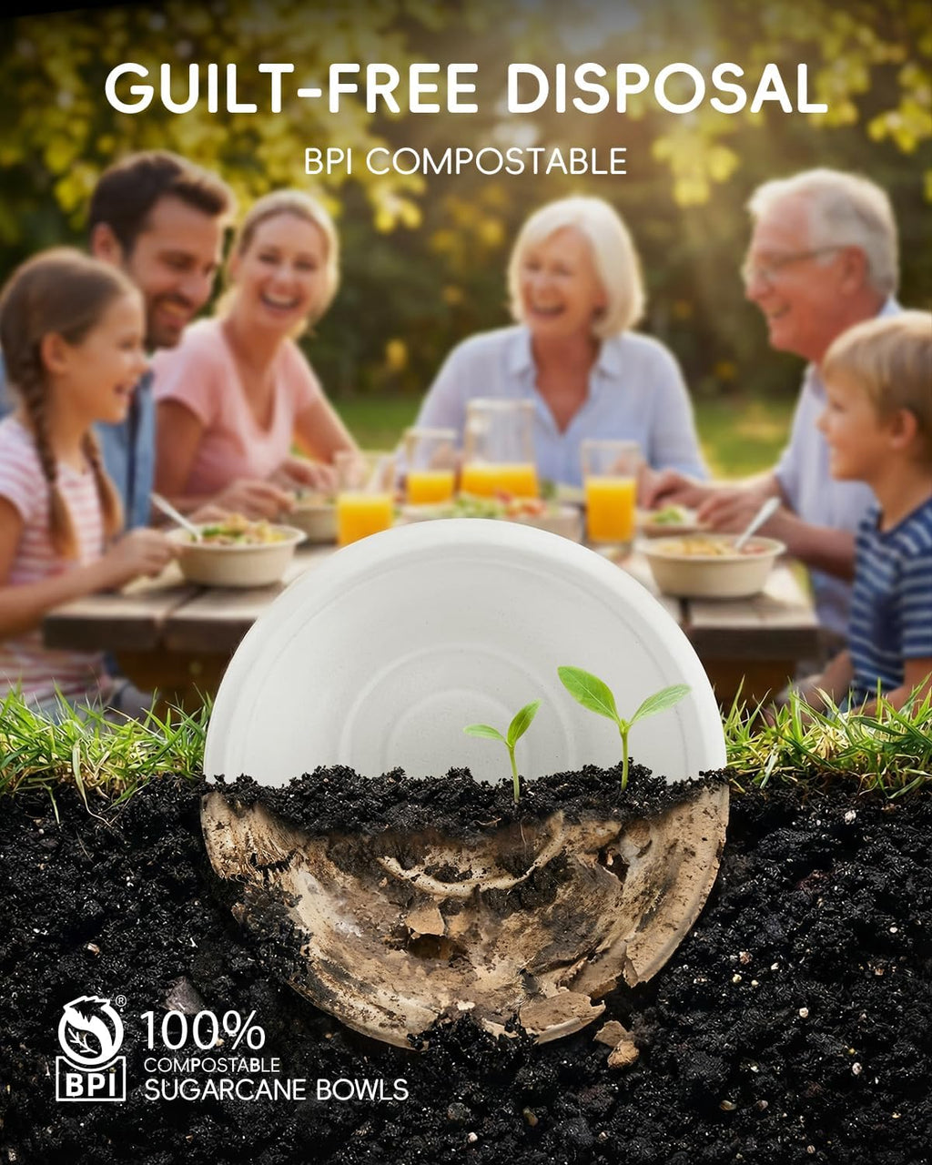 500 Pack White 12 oz Compostable Sugarcane Deep Bowls