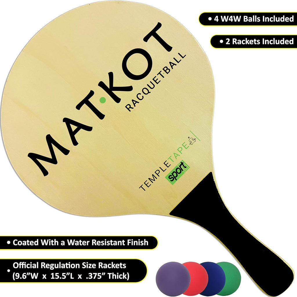 Kadima Beach Paddle Ball Racket Set - Bundle Pack Includes 4 Balls & 2 Paddles