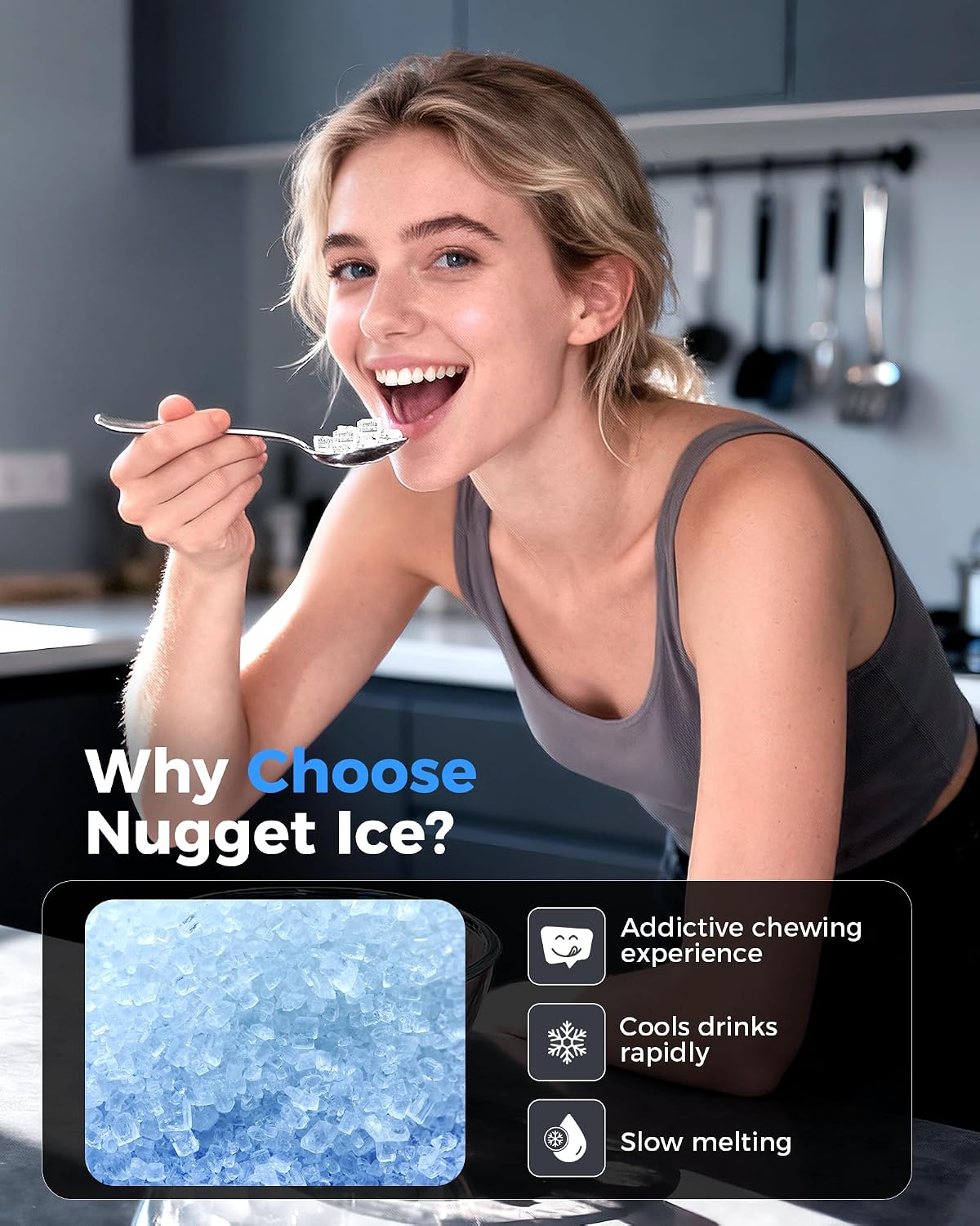 Nugget Ice Makers Countertop, 44lbs Per Day, Pebble Ice Machine