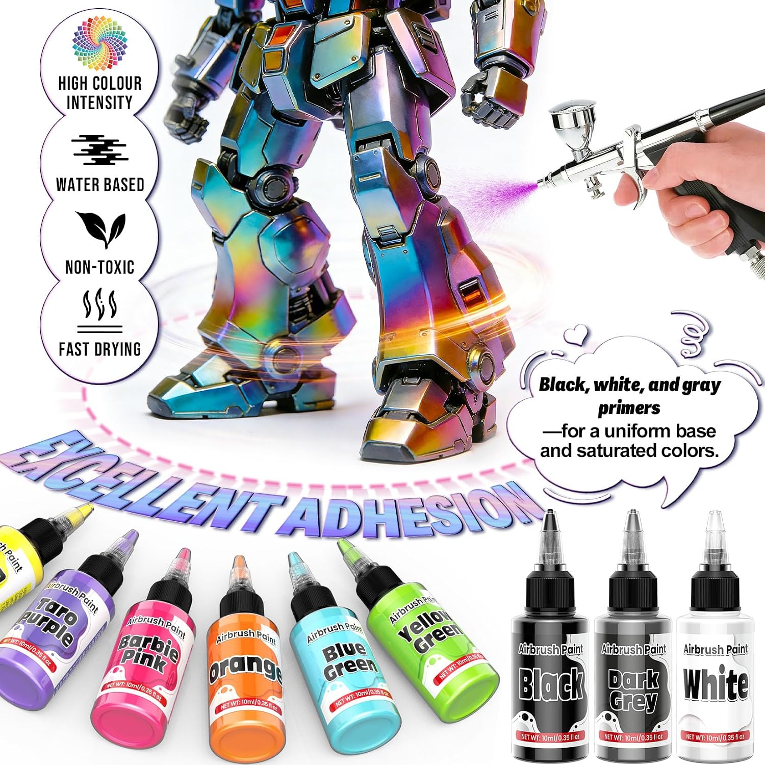 Airbrush Paint - 33 Colors Acrylic Air Brush Painting, Ready to Spray Airbrush Model Paint Kit, Water Based Airbrush
