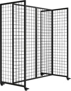 Grid Wall Panels, Grid Wall with Wheels,4x5.5Ft Gridwall Panel Display Stand,Sturdy Art Display Panels, Grid Display