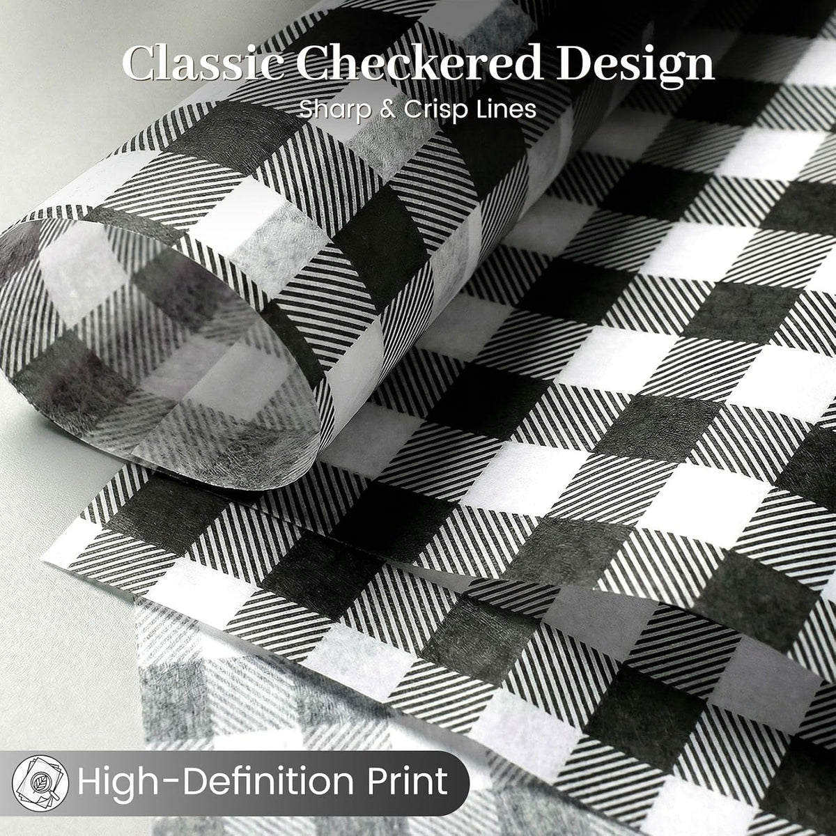 100 Sheets Black and White Checkered Tissue Paper, 10 X 14 inches