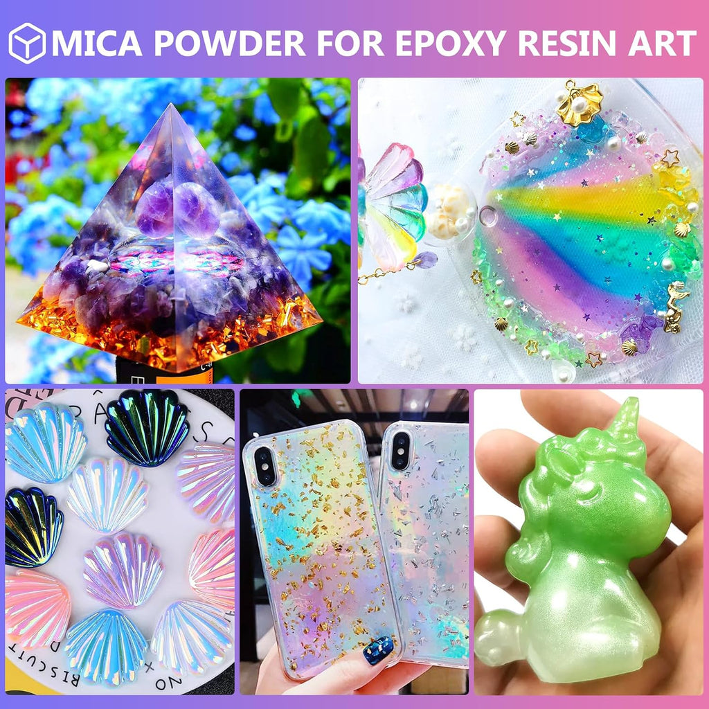 Mica Powder，63 Colors - 10g/Bottle of Natural Pigment Powder for Epoxy Resin，Lip Gloss，Eye Shadow,Car Paint, Dye,Soap