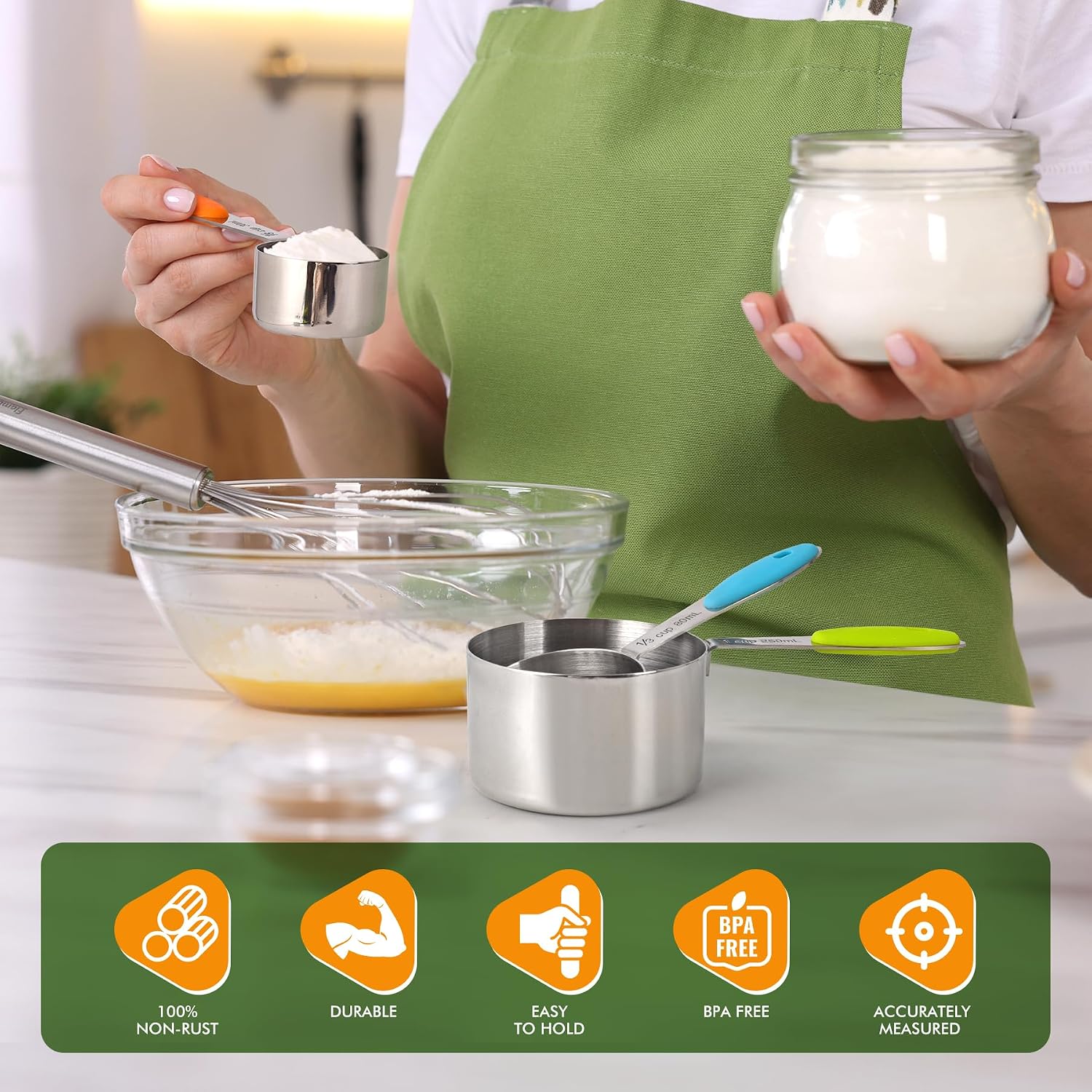 10-Pack Measuring Cups &Spoons Set, Kitchen Gadagets Cooking Baking, Measuring Spoons, Heavy Duty & Dishwasher Safe