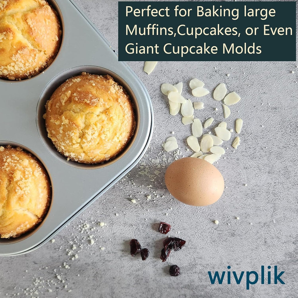Nonstick Jumbo Muffin Pans, 2 Pack 6 Cup Extra Large Cupcake Tins