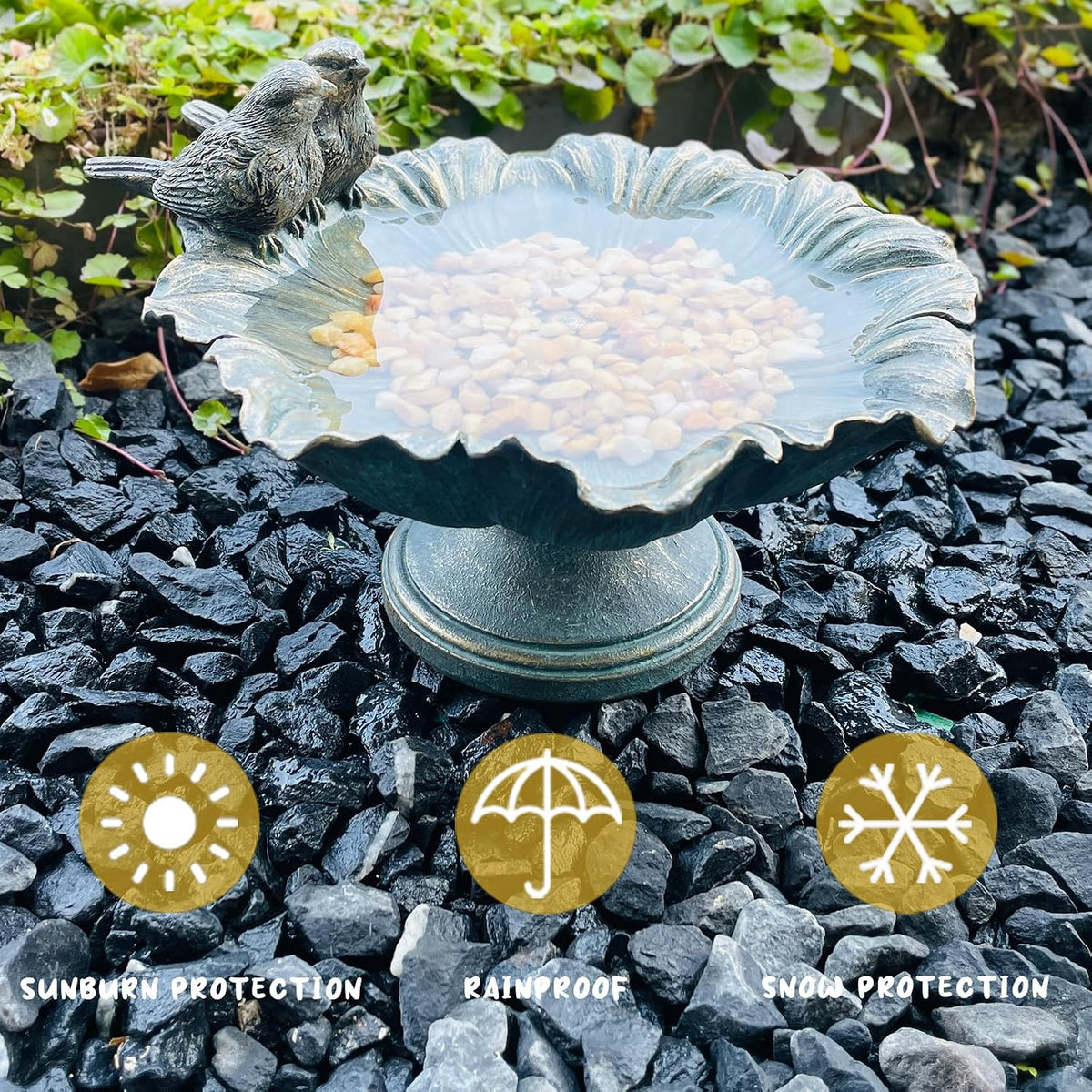 Bird Baths for Outdoors, Resin Pedestal Bird Bath Bowl with Bird Accents, Garden Decoration Bird Feeder for Patio